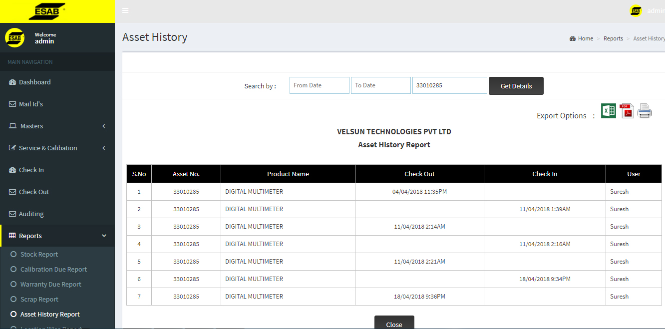 equipment management system software in bangalore